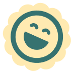 Icône de visage souriant avec un contour festonné.