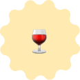 Icône d'un verre de vin rouge sur fond beige.