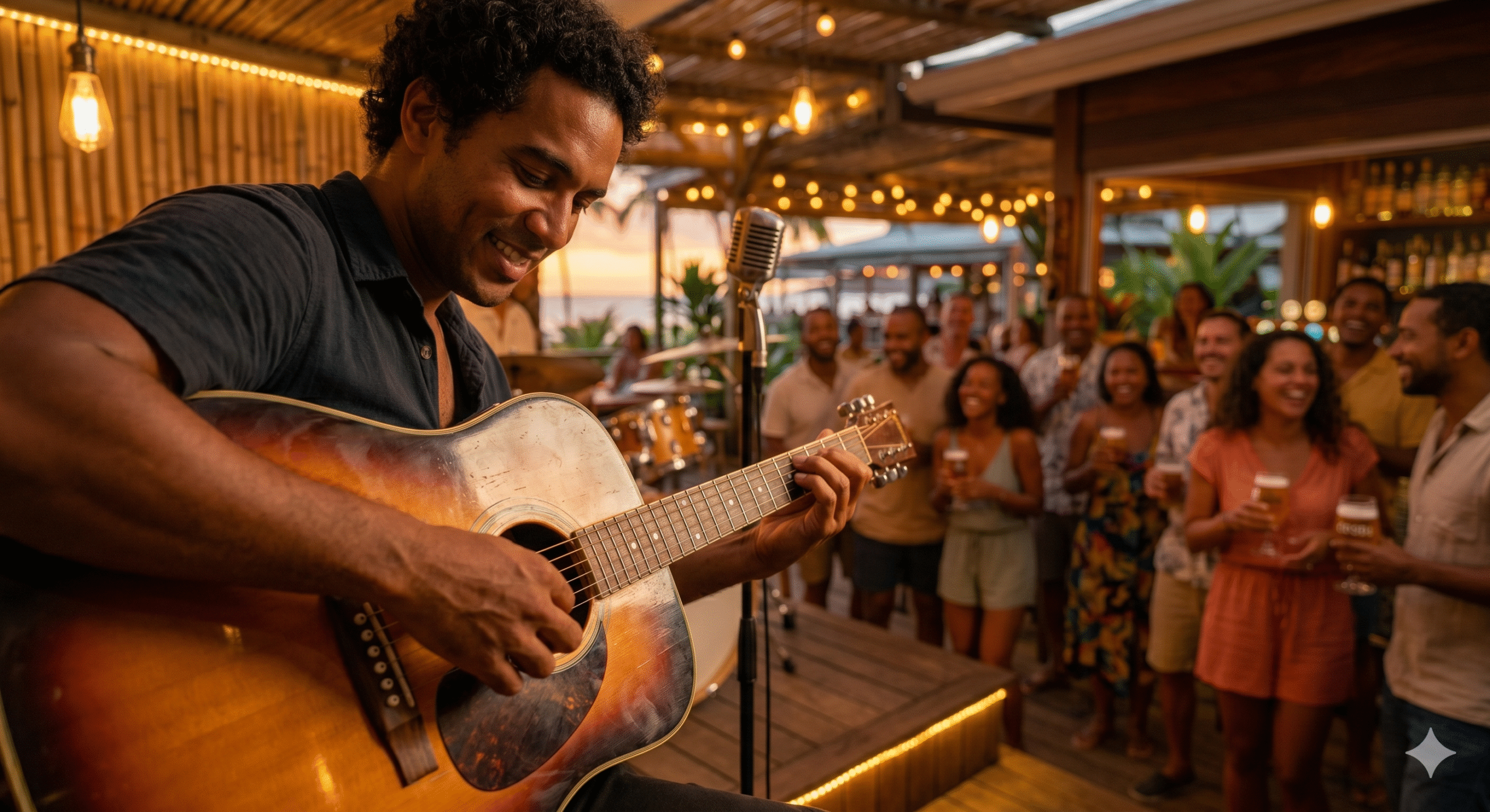 Concert de musique live sur la scène du bar Le Paradoxe à Saint-Pierre