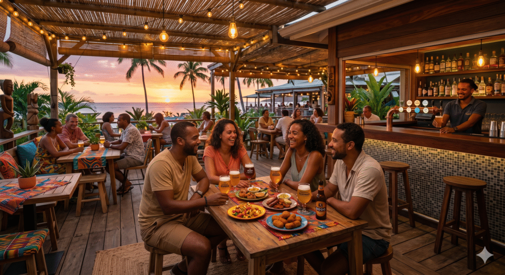 Terrasse conviviale du bar Le Paradoxe à Saint-Pierre à la Réunion