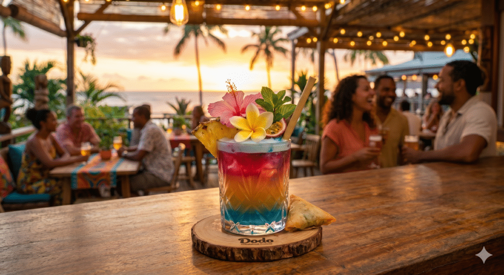 Cocktail cr&eacute;atif et mixologie &agrave; base de fruits tropicaux p&eacute;i